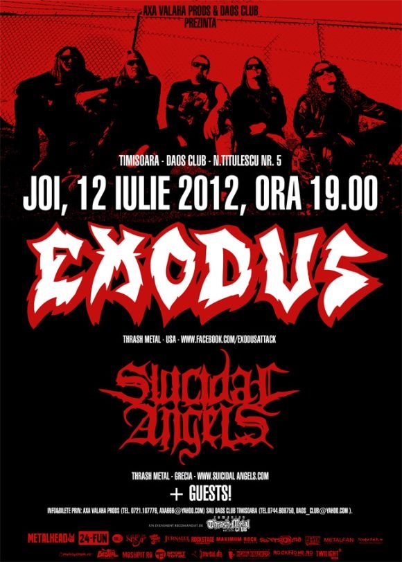 Concert Exodus, Suicidal Angels, Scalla Mercalli, Sawthis si In Defiance in Daos Club din Timisoara
