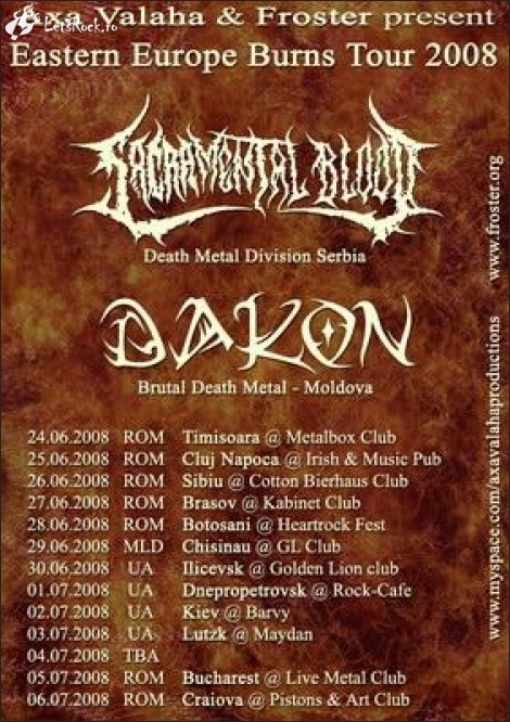Turneul est-european Sacramental Blood si Dakon