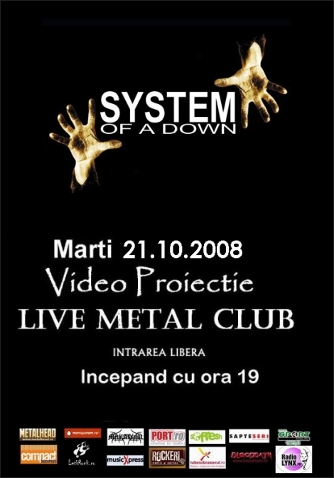 Videoproiectie System of a Down in Live Metal Club