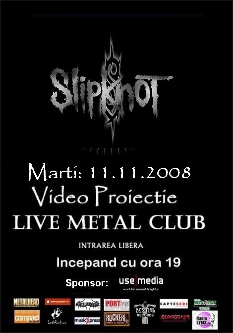 Videoproiectie Slipknot in Live Metal Club