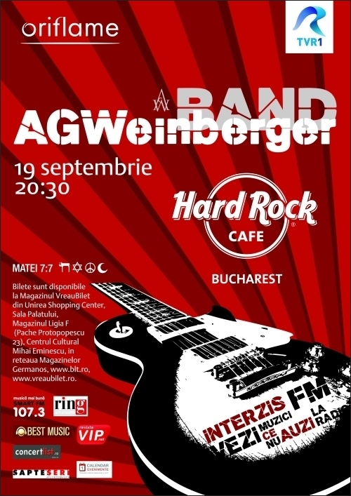 Vezi muzici ce nu auzi la radio continua cu AG Weinberger Band la Hard Rock Cafe