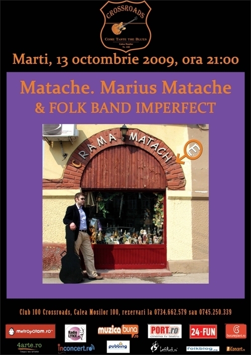 Profu' Marius Matache si Folk Band Imperfect deschid semestrul cu un concert in Club 100 Crossroads