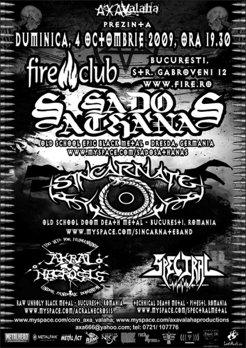 SADO SATHANAS, SINCARNATE, AKRAL NECROSIS si SPECTRAL in Fire Club