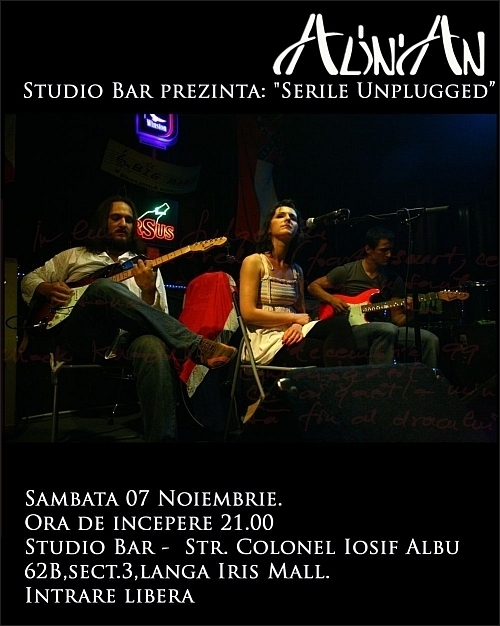Concert ALINIAN la Serile Unplugged in Studio Bar