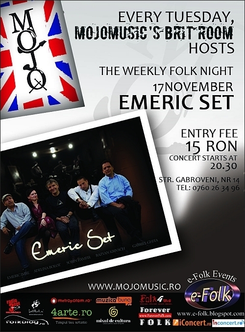 E-Folk prezinta un concert Emeric Set in Club Mojo Brit Room