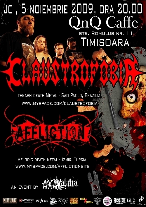 Axa Valaha Productions prezinta turneul Claustrofobia, Affliction in Timisoara