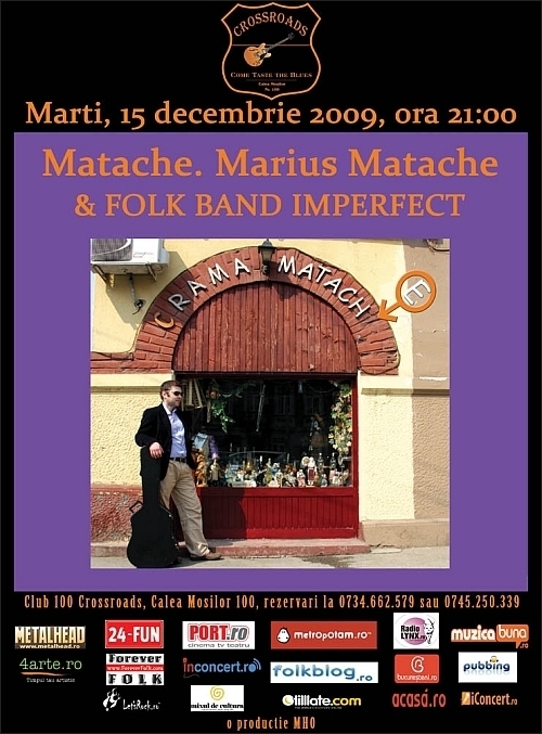 Concert MARIUS MATACHE in 100 CROSSROADS si FOLK BAND IMPERFECT