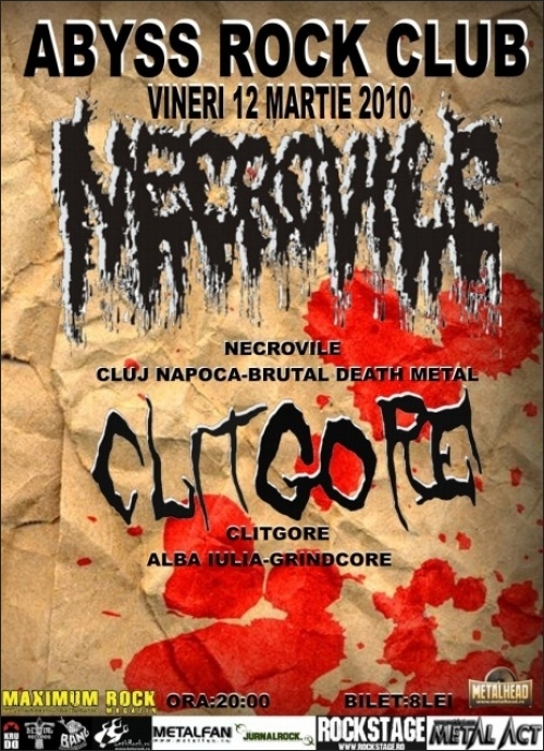 Concert Necrovile si Clitgore in ABYSS ROCK CLUB