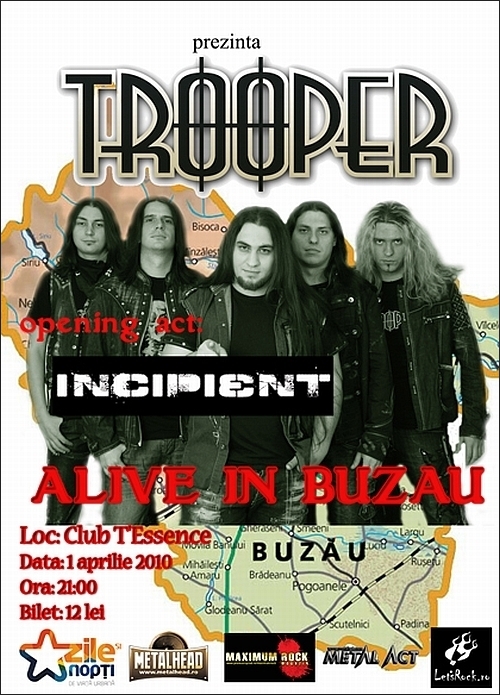 Concert TROOPER si Incipient in club TEssence din Buzau