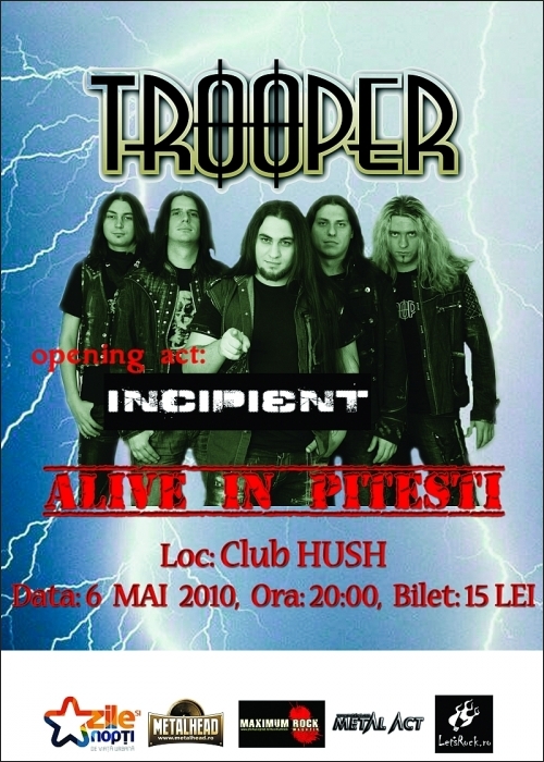 Concert Trooper si Incipient in club Hush din Pitesti