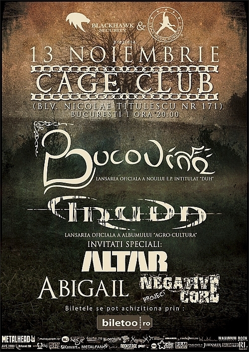 Concert Bucovina, Truda, Altar, Abigail si Negative Core Project in club Cage
