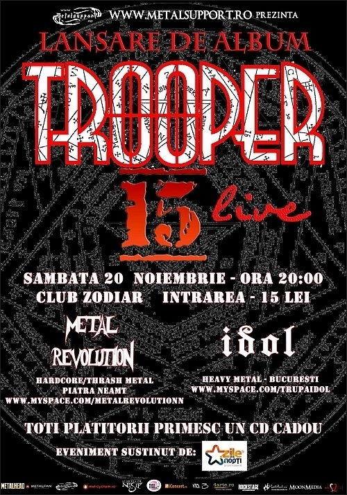 Concert Trooper, Metal Revolution si Idol in Club Zodiar din Galati