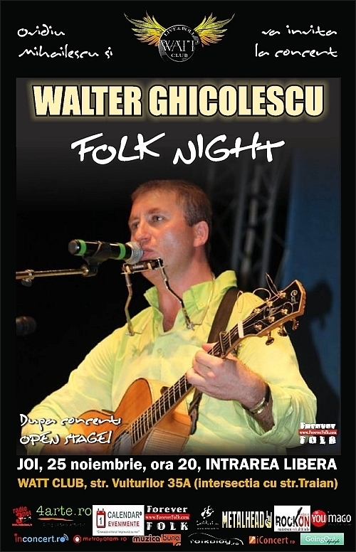 Folk Nights cu Walter Ghicolescu in club Watt