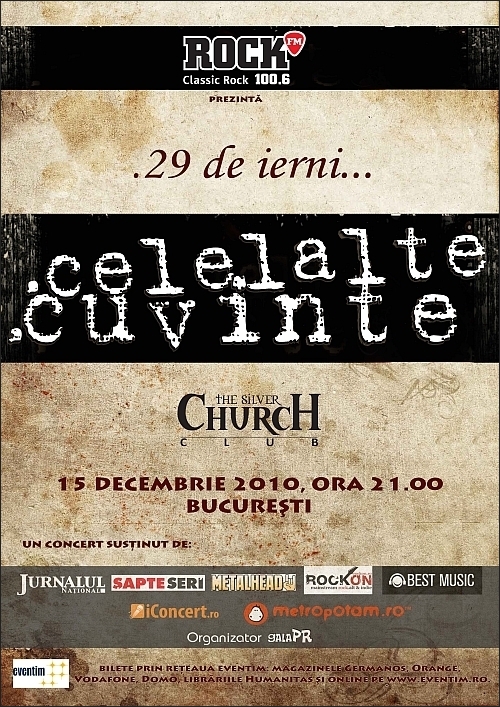 Concert aniversar - 29 de ierni cu Celelalte Cuvinte in The Silver Church