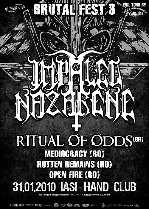 Concert Impaled Nazarene, Ritual of Odds, Mediocracy, Rotten Remains si Open Fire in Hand Club