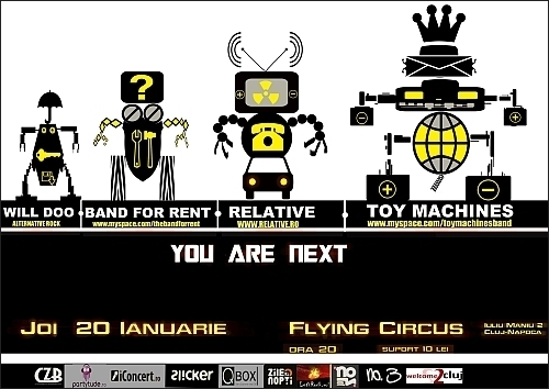 Concert Toy Machines, Relative, Band For Rent si Will Doo in club Flying Circus