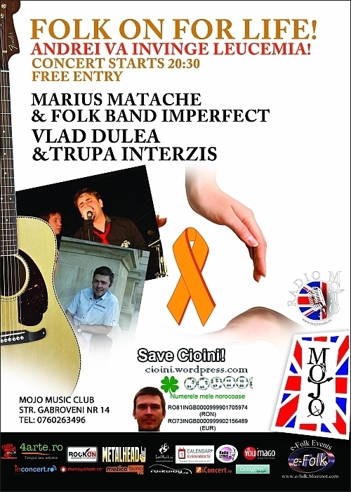 Concert caritabil Marius Matache, Folk Band Imperfect si Trupa Interzis in Club Mojo