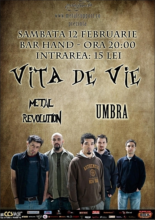 Concert Vita De Vie, Metal Revolution si Umbra in Bar Hand din Iasi