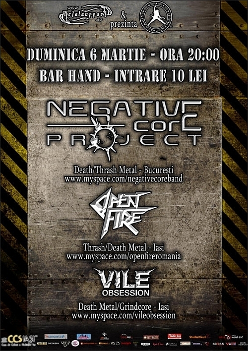 Concert Negative Core Project, Open Fire si Vile Obsession in Bar Hand