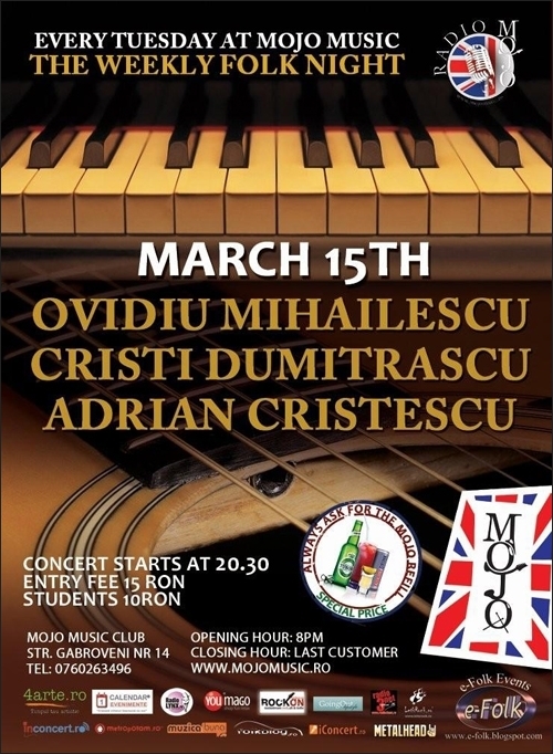 Concert Ovidiu Mihailescu, Cristi Dumitrascu si Adrian Cristescu in clubul Mojo Brit Room
