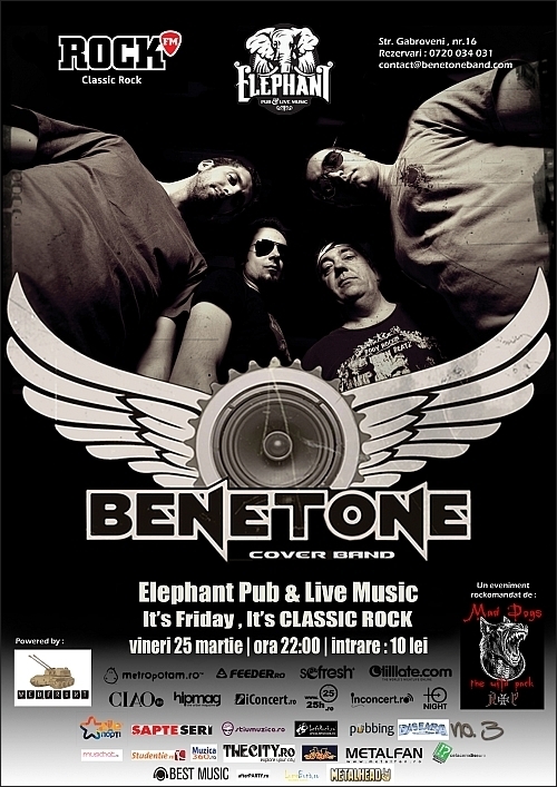 It's Friday It's Classic Rock cu Benetone Band in Elephant Pub and Live Music