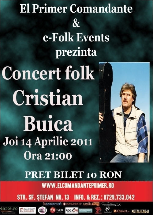 Concert Cristian Buica in club El Primer Comandante