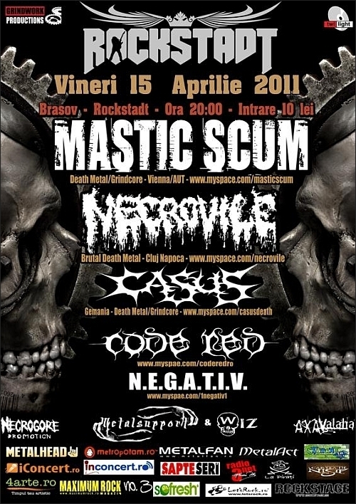 Concert Mastic Scum, Necrovile, Casus, Code Red si N.E.G.A.T.I.V. in Rockstadt din Brasov