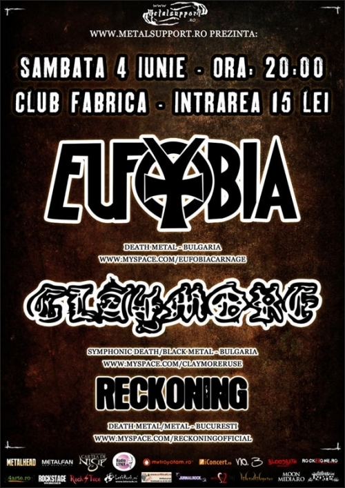 Concert Eufobia, Claymore, Reckoning in Club Fabrica din Bucuresti