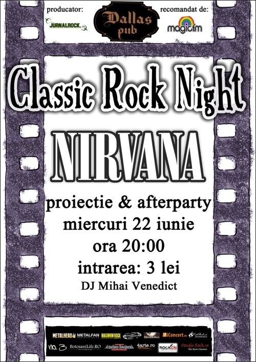 Videoproiectie Nirvana la Classic Rock Night in Dallas Pub