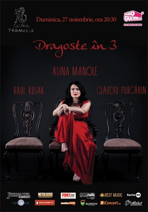 3 concerte 'Dragoste in 3' in formula Alina Manole, Raul Kusak si Claudiu Purcarin