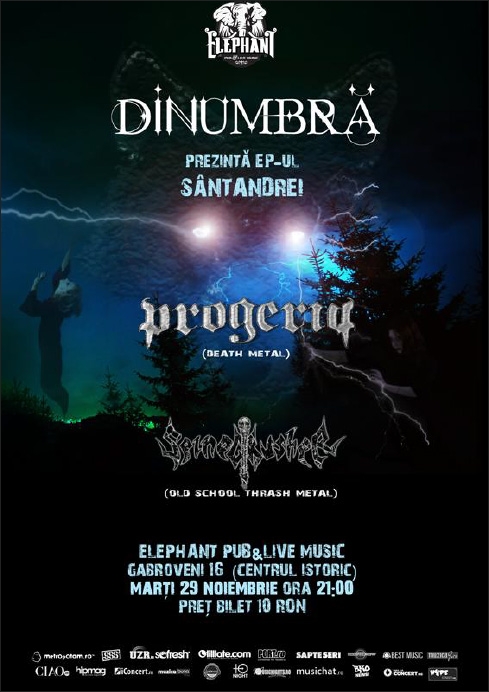 Concert DINUMBRA, PROGERIA si SPINECRUSHER in Elephant Pub