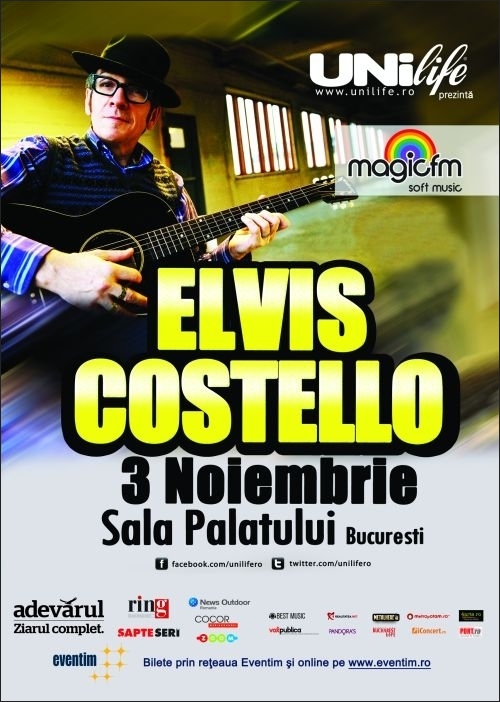 Concert Elvis Costello la Sala Palatului in data de 3 noiembrie