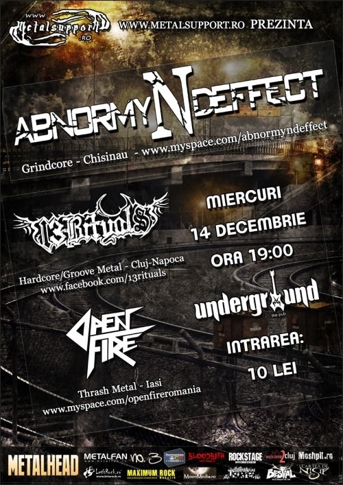 Concert Abnormyndeffect, 13Rituals si Open Fire in Underground Pub din Iasi
