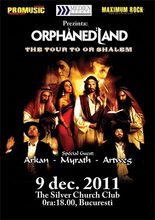Concert Orphaned Land, Arkan, Myrath si Artweg in club The Silver Church din Bucuresti
