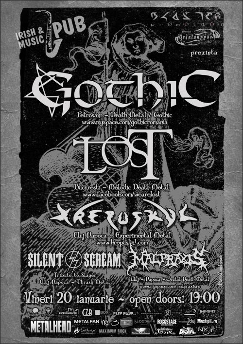 Concert Gothic, L.O.S.T., Krepuskul, Silent Scream si Malpraxis in Irish & Music Pub