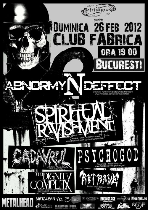 Concert Abnormyndeffect, Spiritual Ravishment, Cadavrul, Psychogod, Rotrave si The Dignity Complex in Club Fabrica