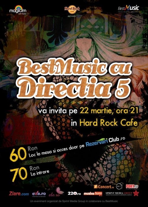 Concert Directia 5 in Hard Rock Cafe din Bucuresti