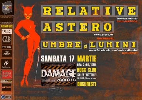 Concert Relative, Astero, Umbre si Lumini in Damage Club