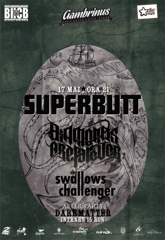 Concert Superbutt, Diamonds Are Forever si Sky Swallows Challenger in Gambrinus Pub