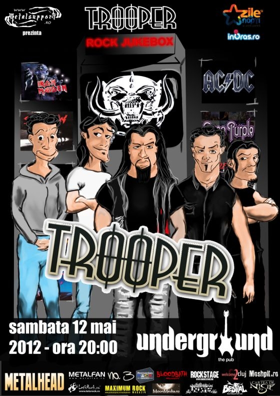 Trooper si Metal Support te premiaza cu un CD sau tricou la concertul din Undergorund Pub