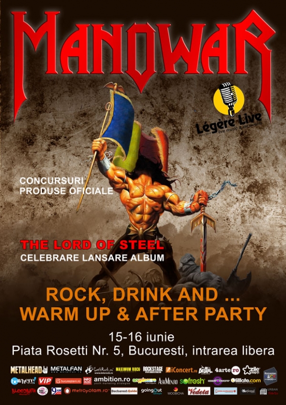 Castiga INVITATII la concertul MANOWAR si PRODUSE OFICIALE doar la warm up party-ul din 15 iunie!