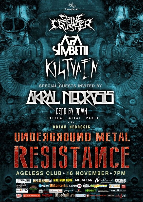 Akral Necrosis, Kistvaen, Apa Simbetii si SpineCrusher la Underground Metal Resistance in club Ageless