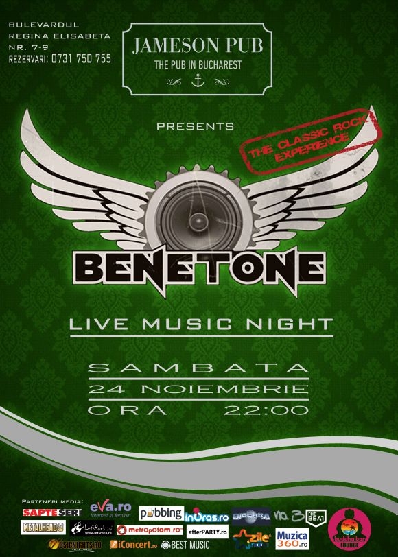 Concert BENETONE Band in Jameson Pub din Bucuresti