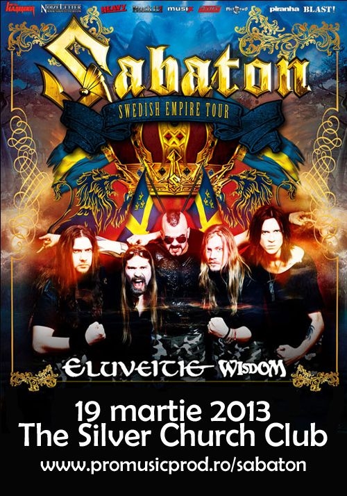 Concertul Sabaton, Eluveitie si Wisdom este primul eveniment metal sold out din 2013