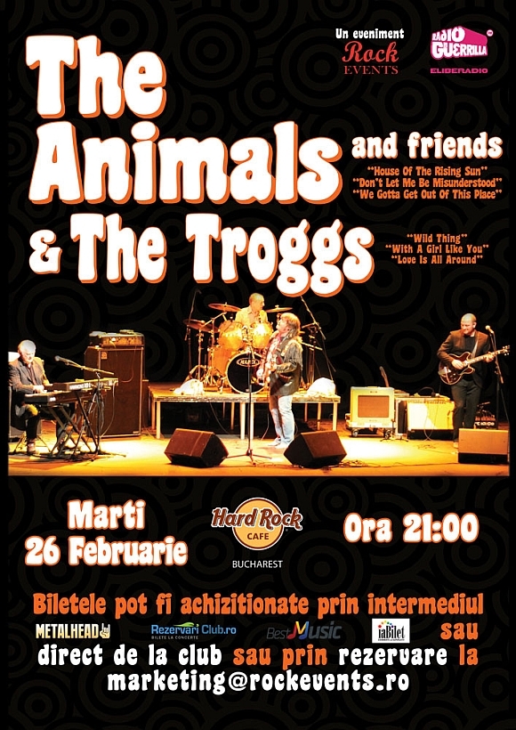 Concert The Animals si The Troggs la Hard Rock Cafe din Bucuresti