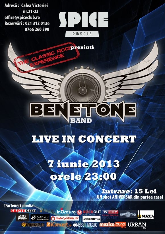 Concert BENETONE Band - The Classic Rock Experience in Spice Club