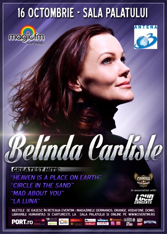 Concertul Belinda Carlisle la Sala Palatului este anulat