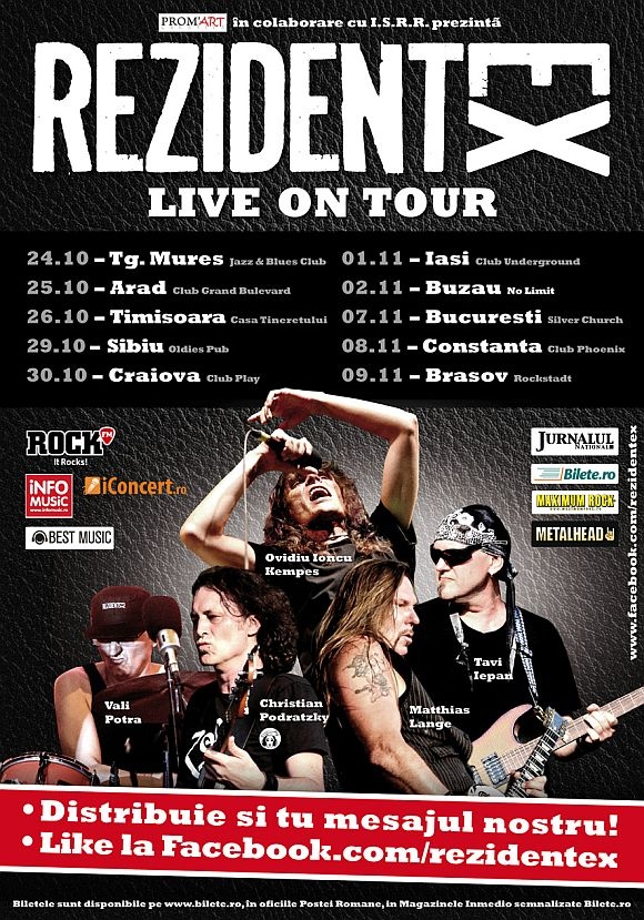 Orasele in care se va desfasura turneul REZIDENT EX – LIVE ON TOUR