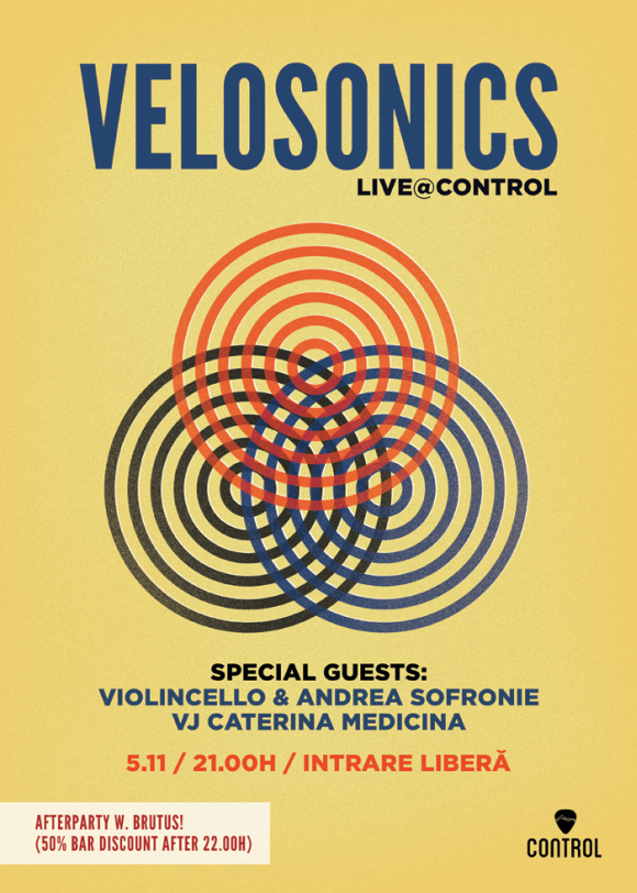 Velosonics, Duo ViolinCello & Andrea Sofronie si VJ Caterina Medicina in Club Control
