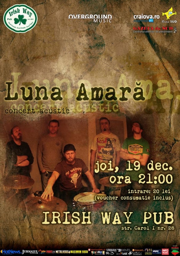 Concert acustic Luna Amara in Irish Way Pub din Craiova